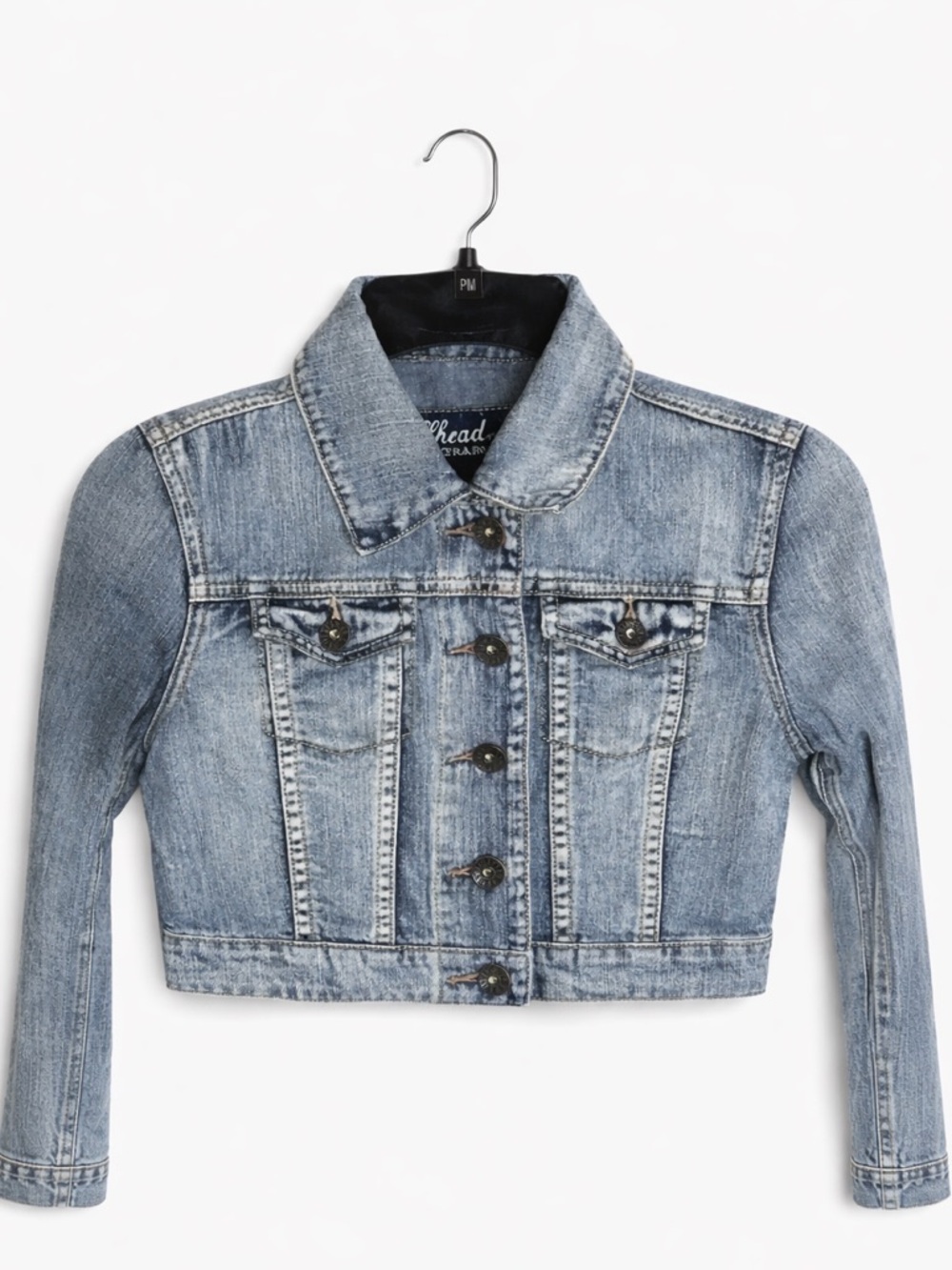 Bullhead Black Cropped Denim Jacket Women’s XS Tapered Button Front